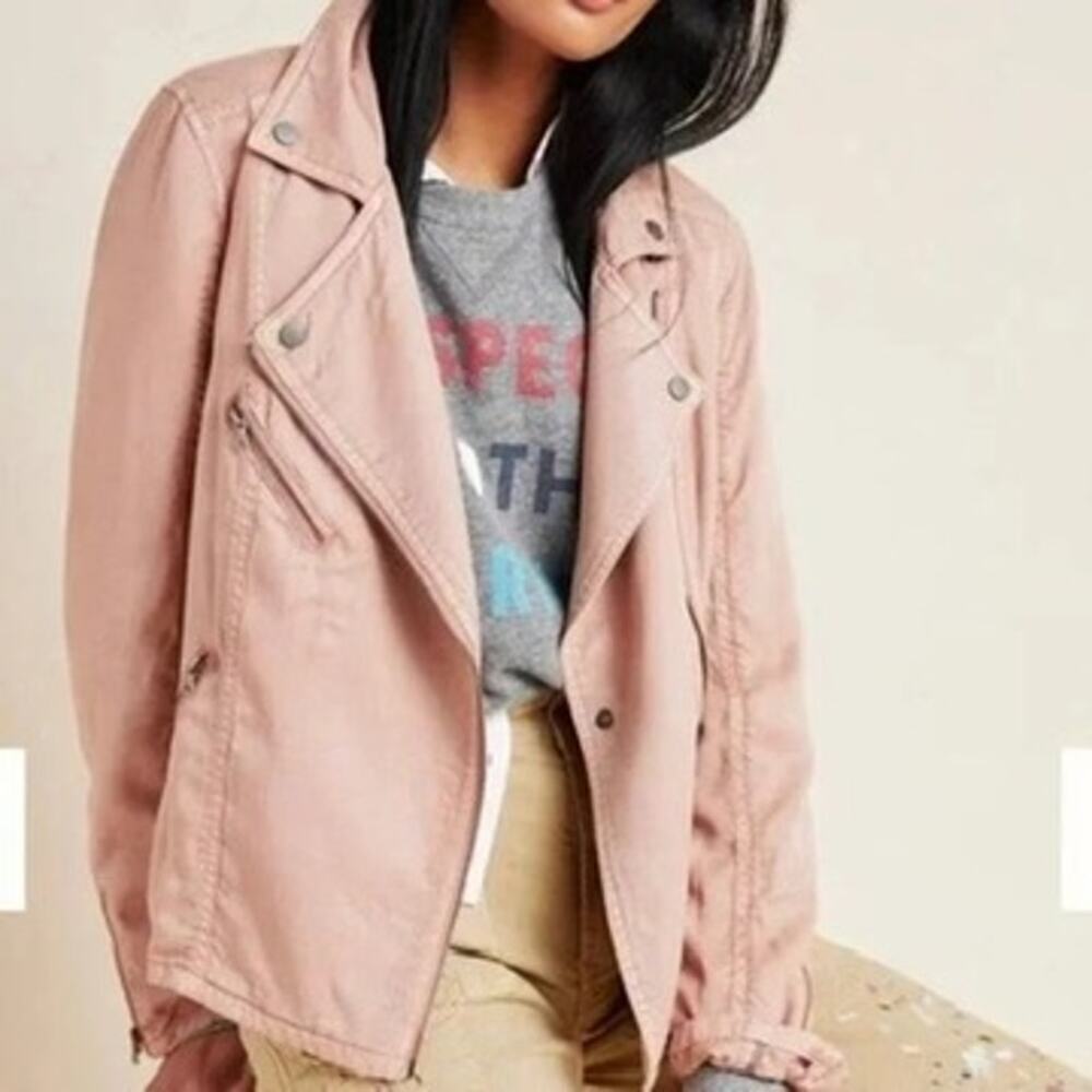Anthropologie Marrakech Ronika Blush Pink Biker Moto Jacket Size Small